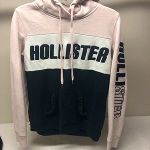 Hollister Pink Black & White spell-out Hoodie M